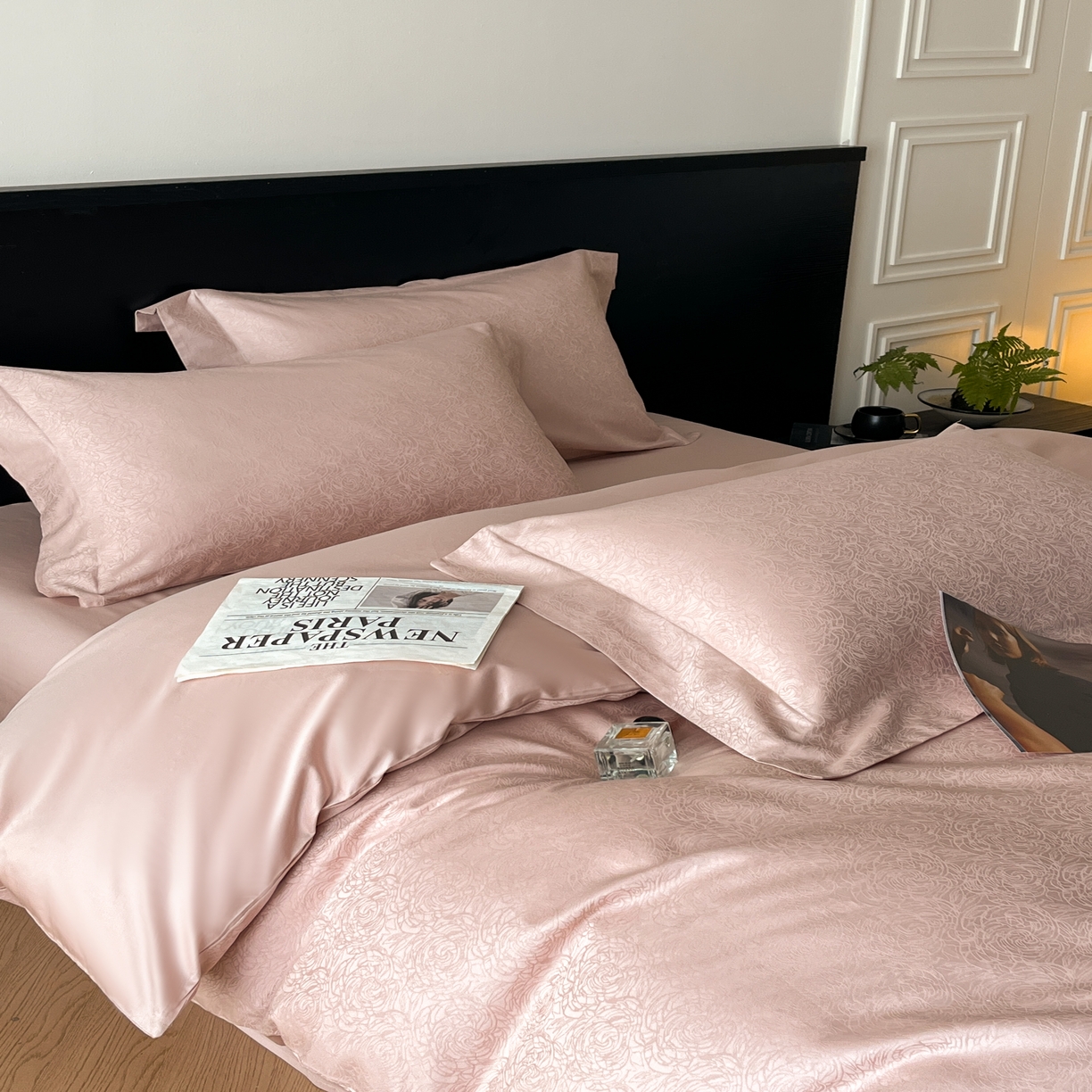 91家纺网 家纺一手货源 找家纺 群鹿家访 25年新款长绒棉简约款四件套 曼塔