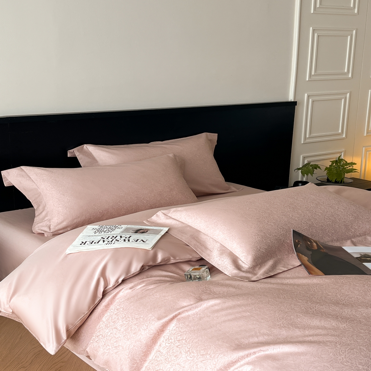 91家纺网 家纺一手货源 找家纺 群鹿家访 25年新款长绒棉简约款四件套 曼塔