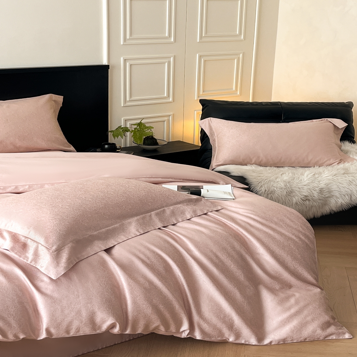 91家纺网 家纺一手货源 找家纺 群鹿家访 25年新款长绒棉简约款四件套 曼塔