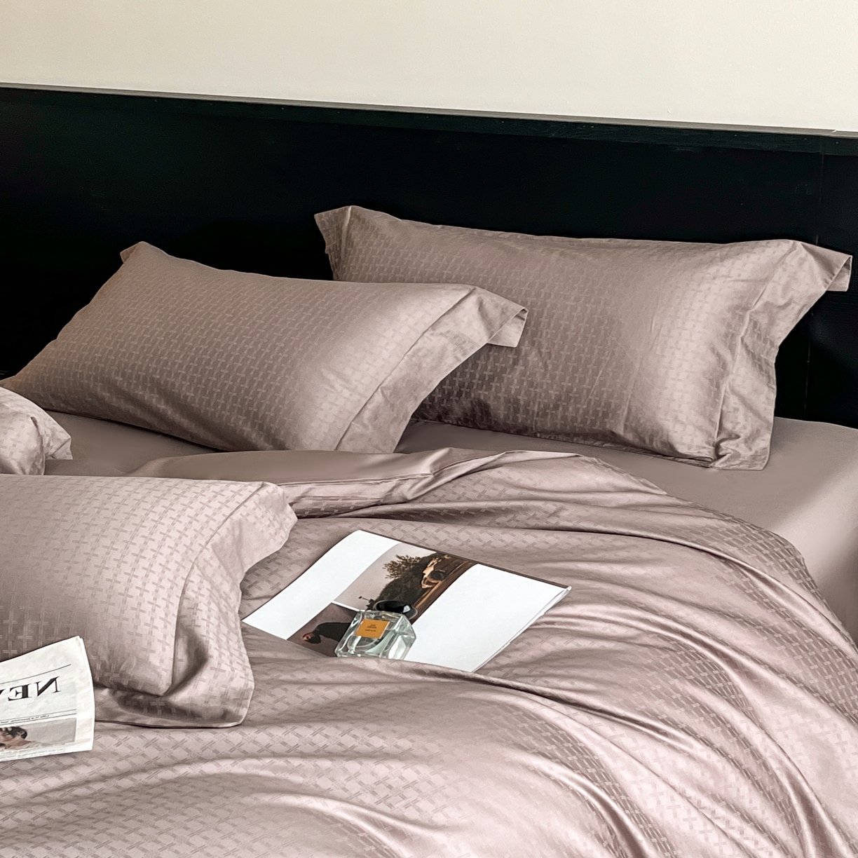 91家纺网 家纺一手货源 找家纺 群鹿家访 25年新款长绒棉简约款四件套 米娅