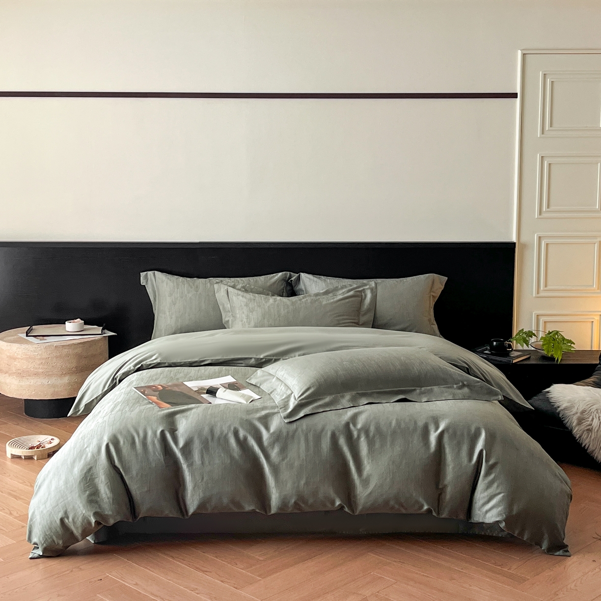 群鹿家访 25年新款长绒棉简约款四件套 柔梦