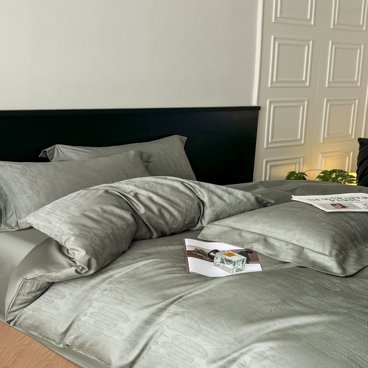 91家纺网 家纺一手货源 找家纺 群鹿家访 25年新款长绒棉简约款四件套 柔梦