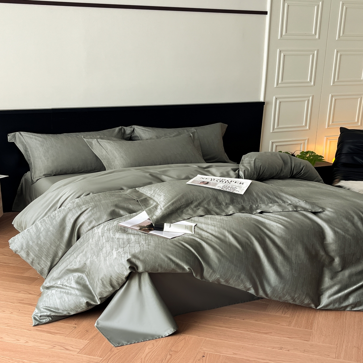 91家纺网 家纺一手货源 找家纺 群鹿家访 25年新款长绒棉简约款四件套 柔梦