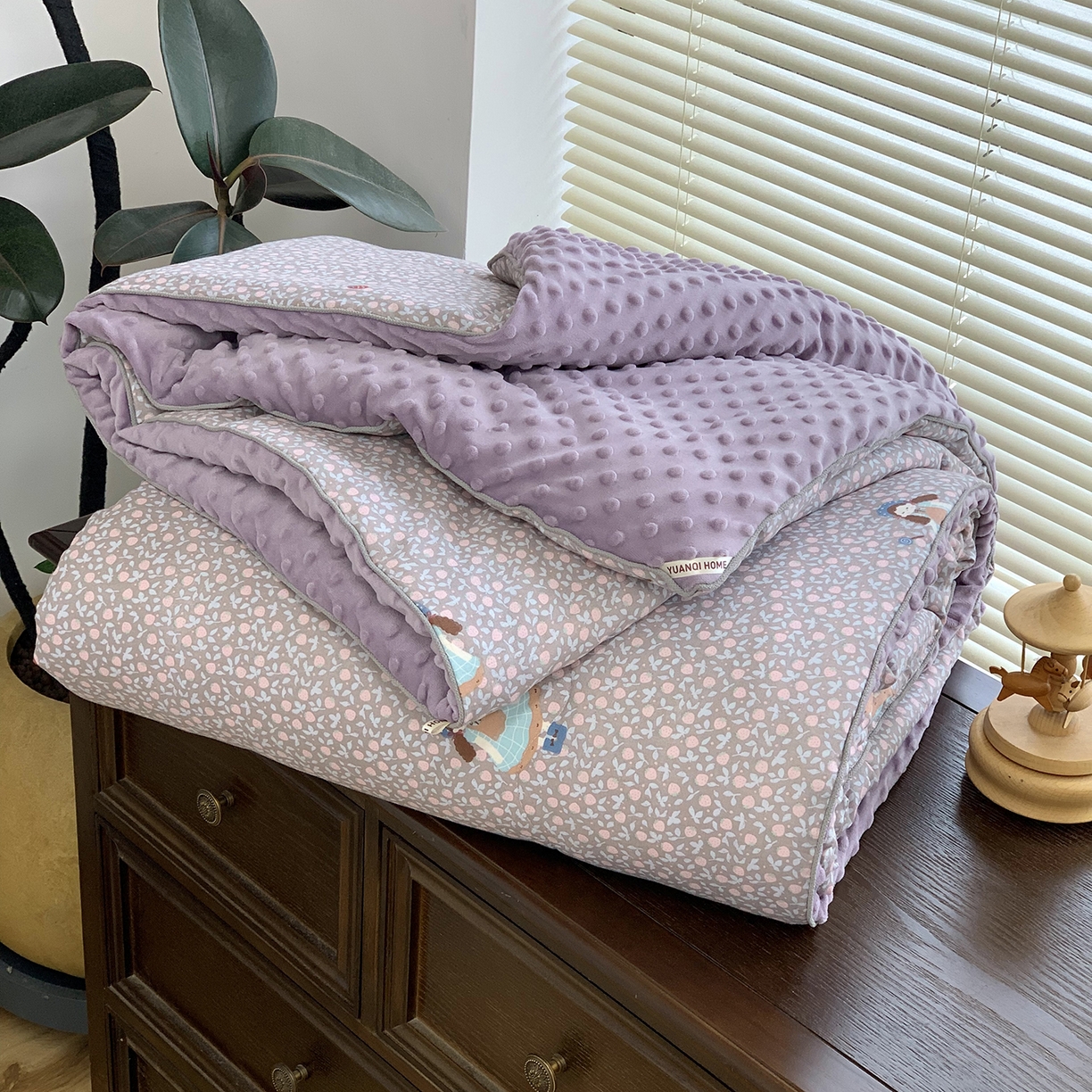 91家纺网 家纺一手货源 找家纺 （总）源启生活 2025新款全棉双层纱豆豆被被子被芯