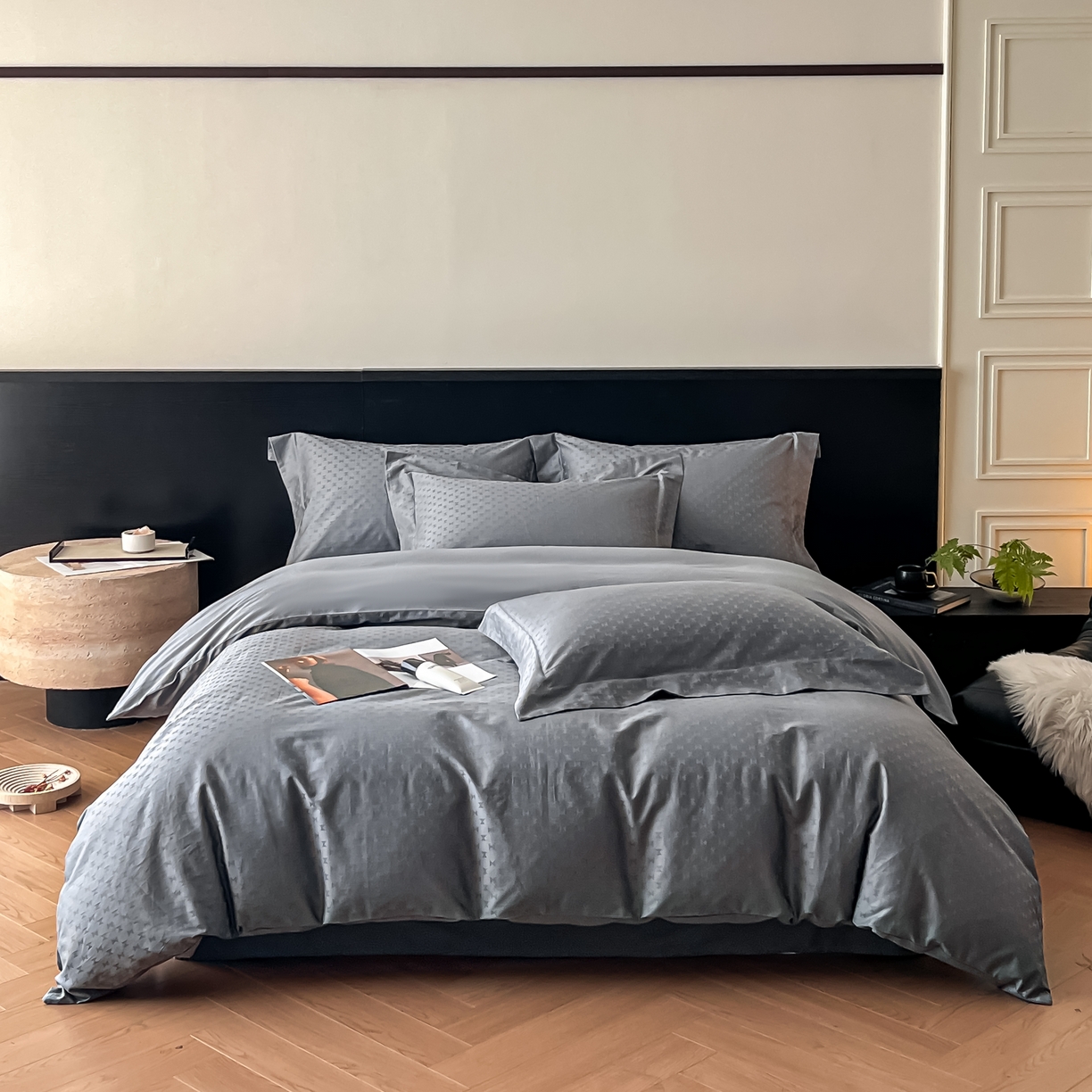 群鹿家访 25年新款长绒棉简约款四件套 时间沙漏