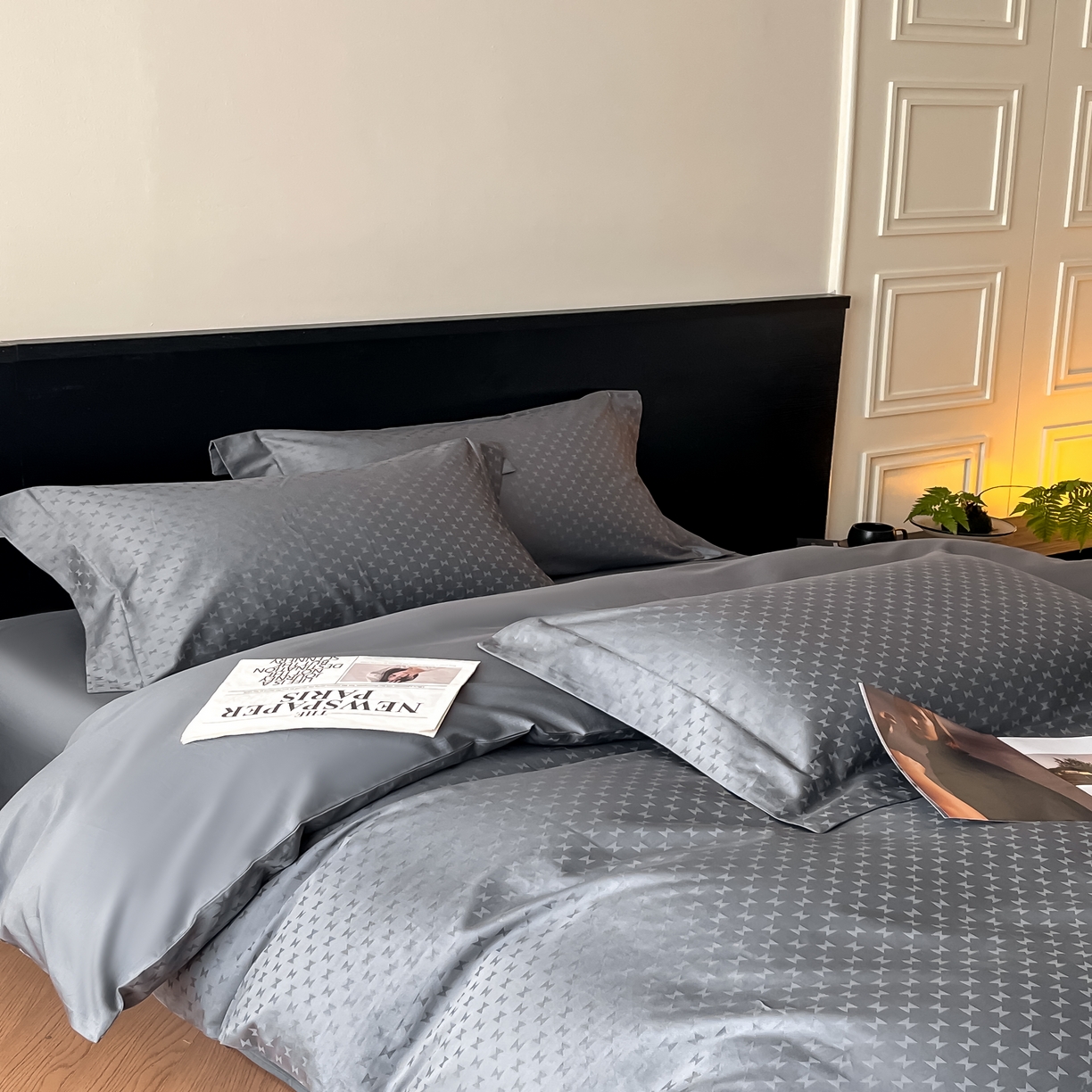 91家纺网 家纺一手货源 找家纺 群鹿家访 25年新款长绒棉简约款四件套 时间沙漏