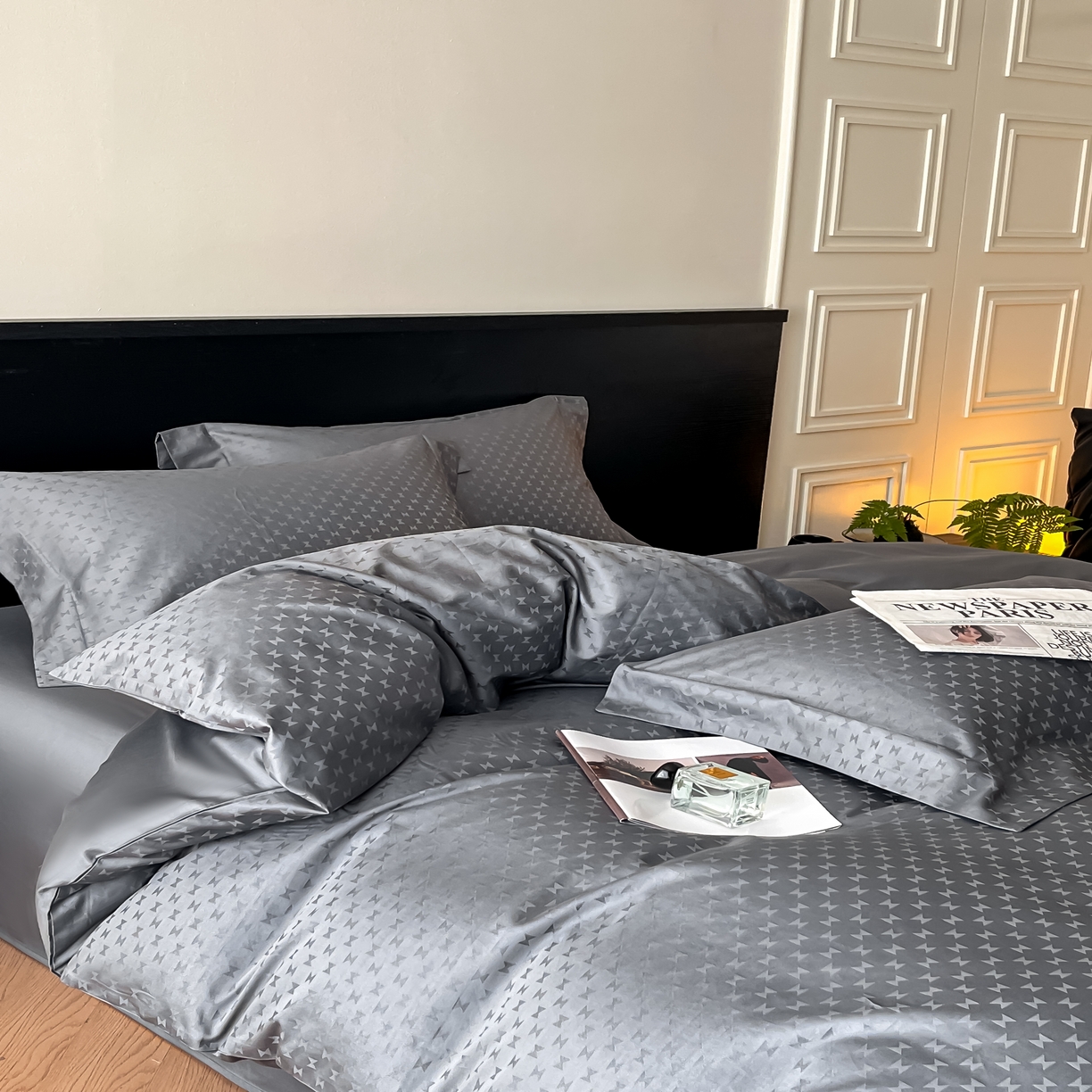 91家纺网 家纺一手货源 找家纺 群鹿家访 25年新款长绒棉简约款四件套 时间沙漏