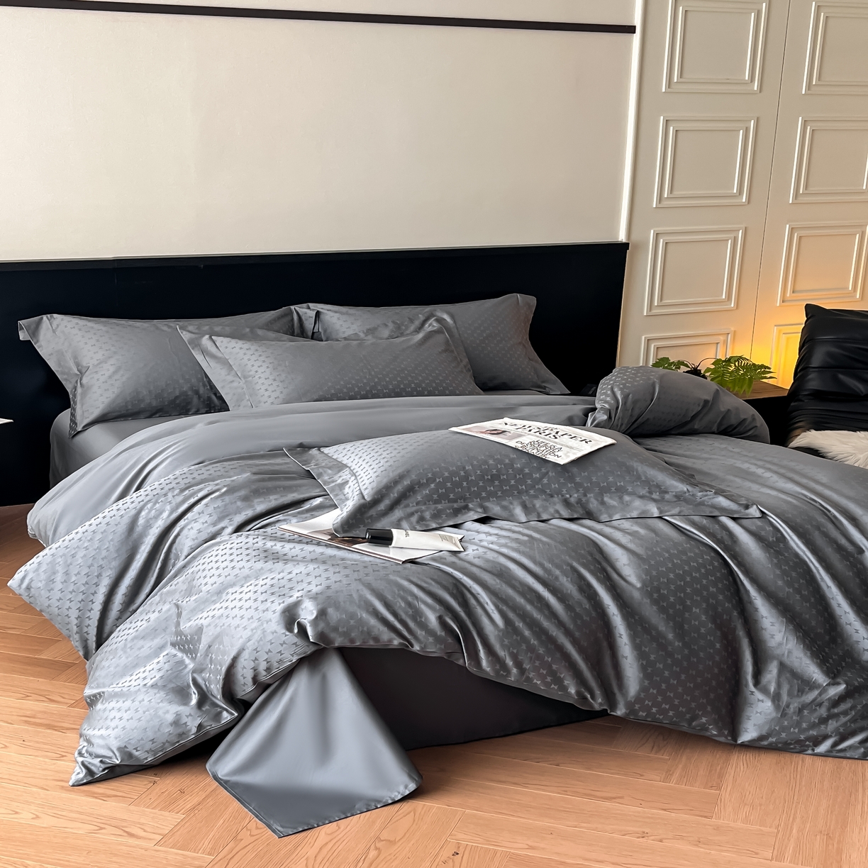 91家纺网 家纺一手货源 找家纺 群鹿家访 25年新款长绒棉简约款四件套 时间沙漏