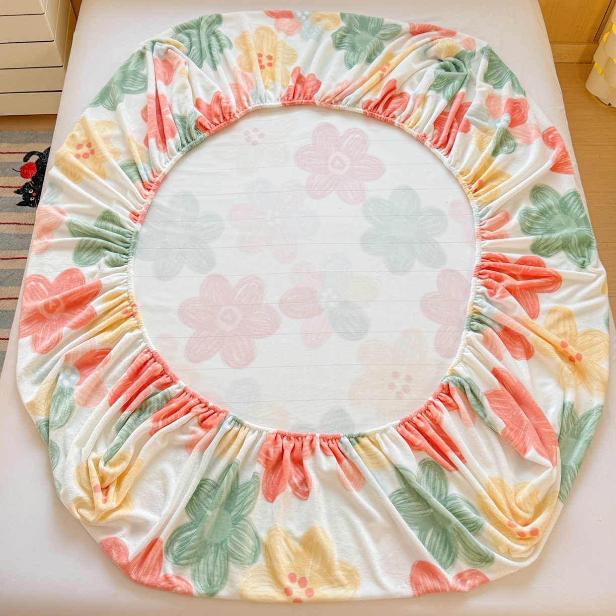 91家纺网 家纺一手货源 找家纺 名兮家居 2025新款高克重印花牛奶绒单床笠床笠单件 倾城