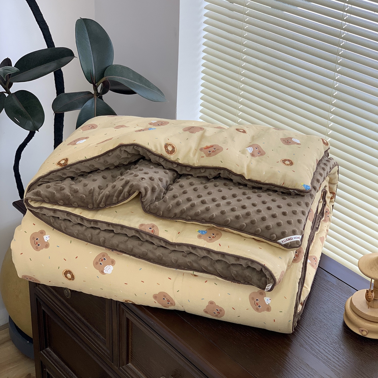 91家纺网 家纺一手货源 找家纺 （总）源启生活 2025新款全棉双层纱豆豆被被子被芯