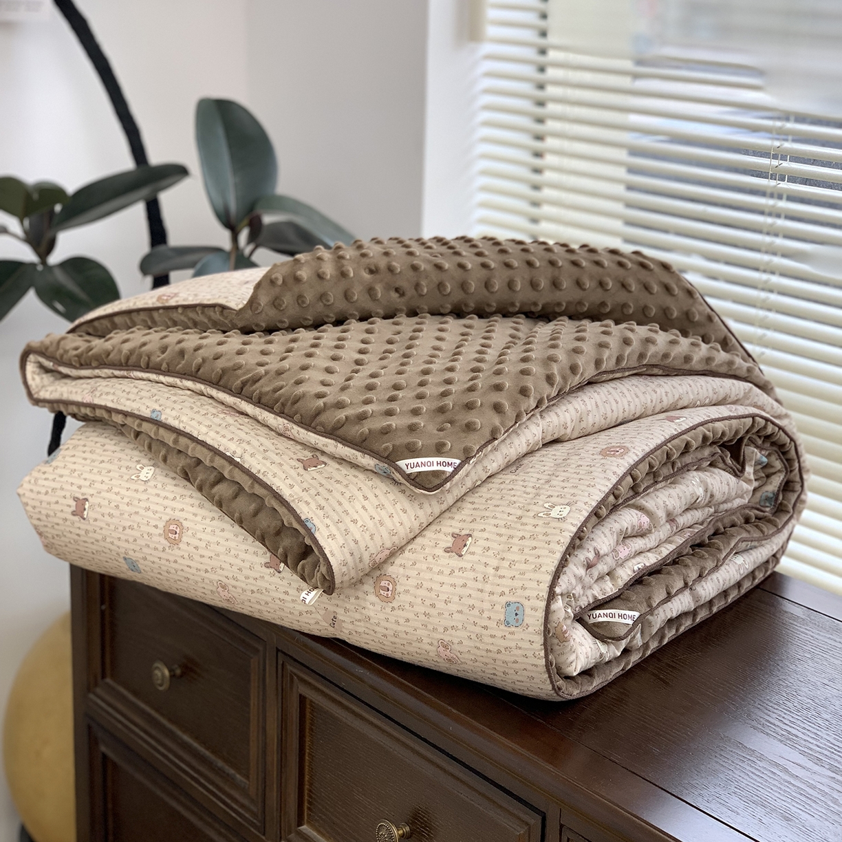 91家纺网 家纺一手货源 找家纺 源启生活 2025新款全棉双层纱豆豆被被子被芯 星月童话