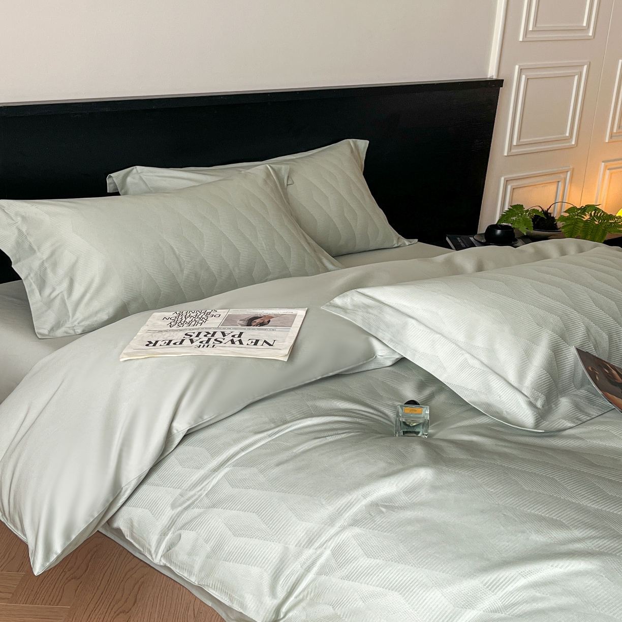 91家纺网 家纺一手货源 找家纺 群鹿家访 25年新款长绒棉简约款四件套 时空