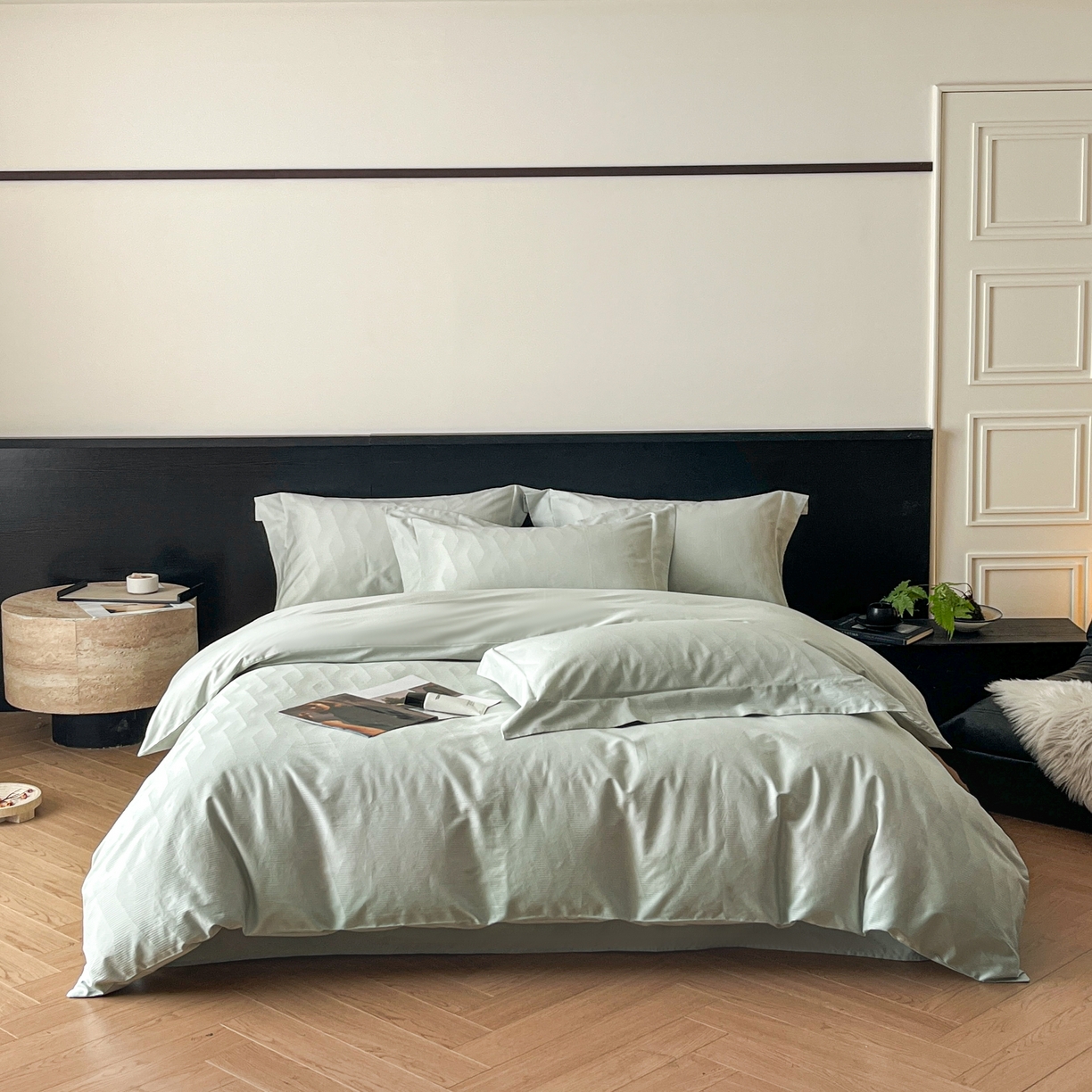 群鹿家访 25年新款长绒棉简约款四件套 时空