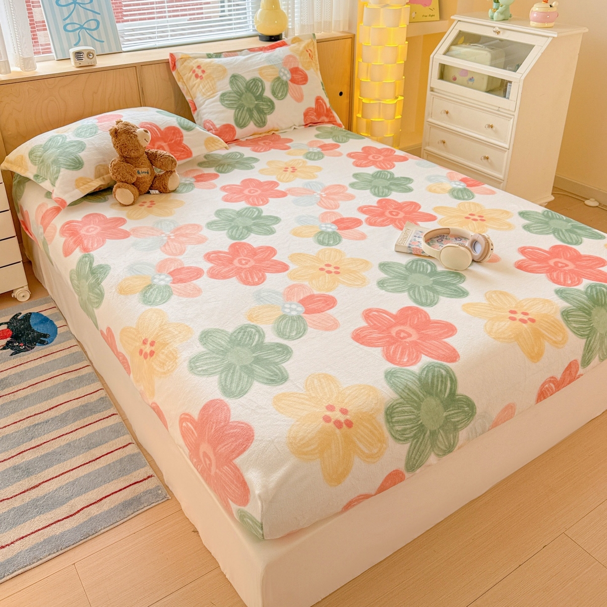 91家纺网 家纺一手货源 找家纺 名兮家居 2025新款高克重印花牛奶绒单床笠床笠单件 倾城