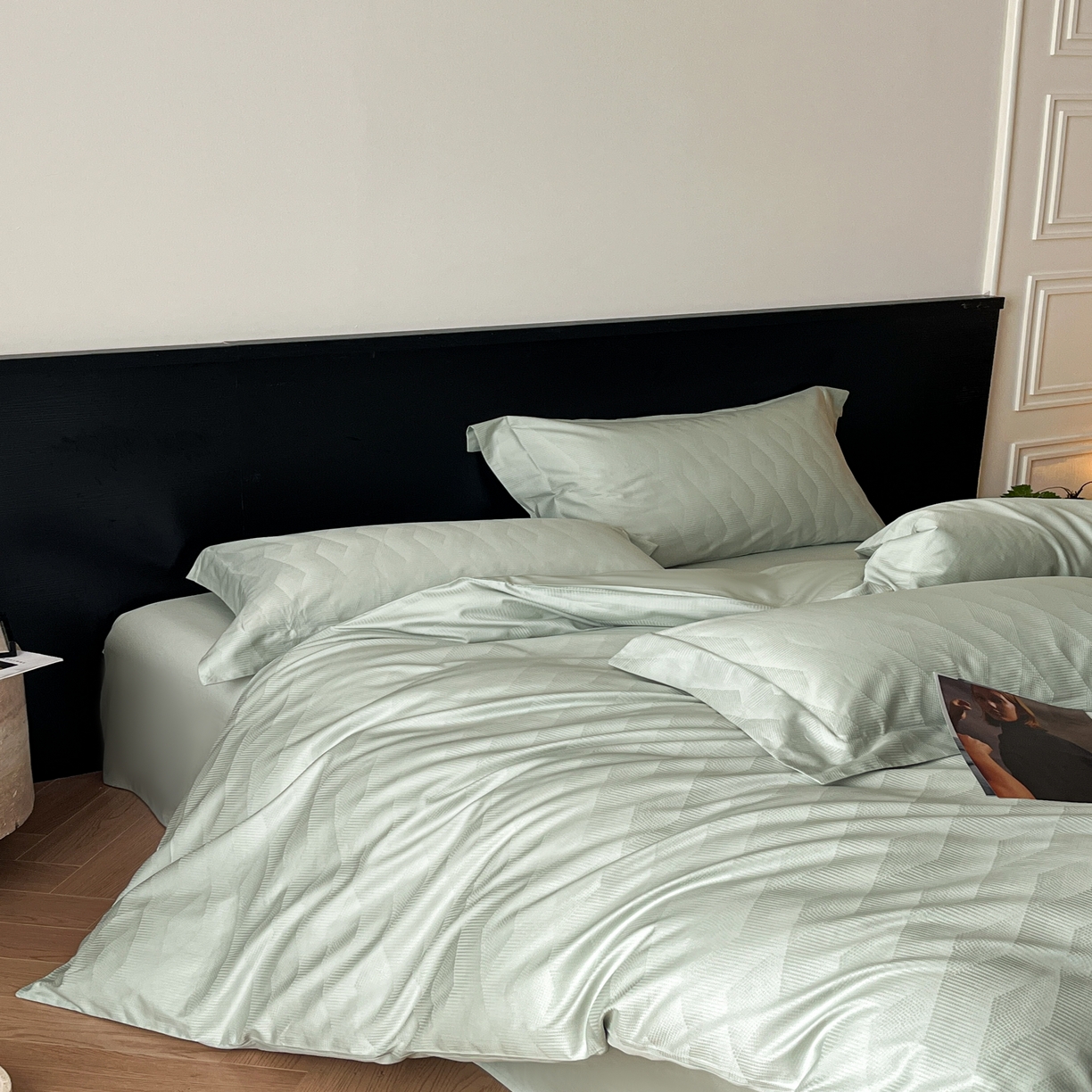 91家纺网 家纺一手货源 找家纺 群鹿家访 25年新款长绒棉简约款四件套 时空