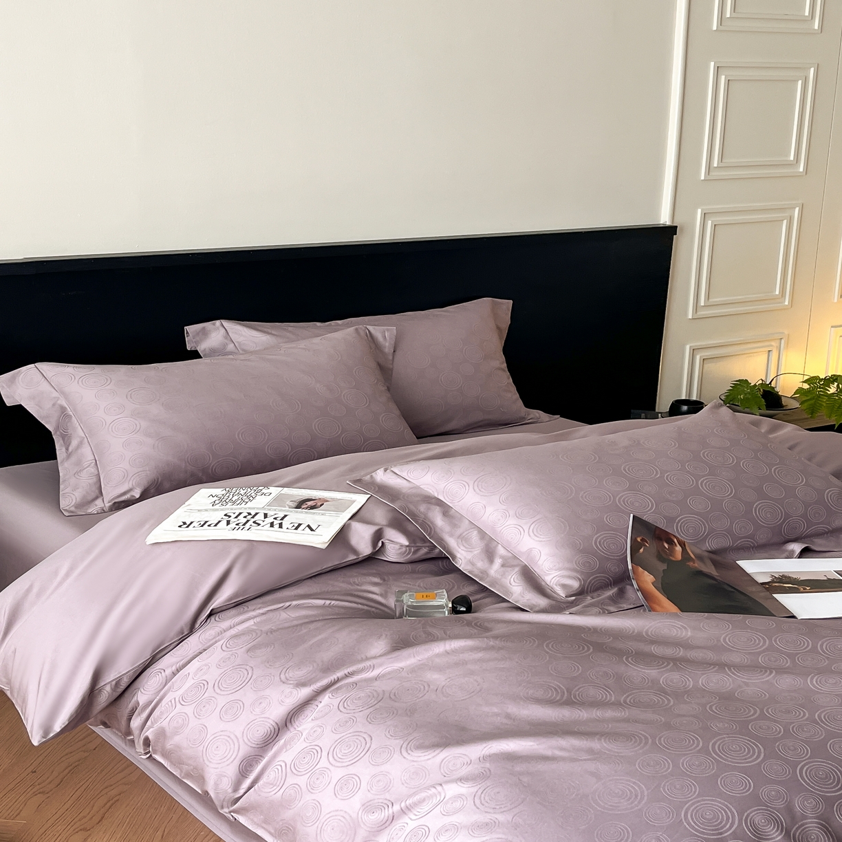 91家纺网 家纺一手货源 找家纺 群鹿家访 25年新款长绒棉简约款四件套 壹朵甜