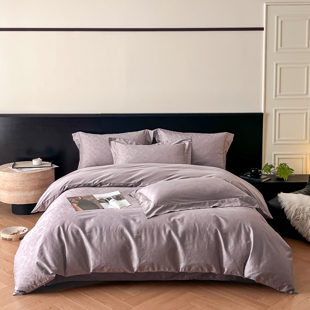 群鹿家访 25年新款长绒棉简约款四件套 壹朵甜