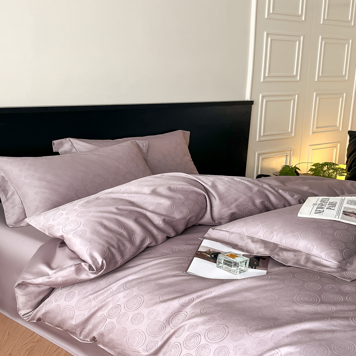 91家纺网 家纺一手货源 找家纺 群鹿家访 25年新款长绒棉简约款四件套 壹朵甜