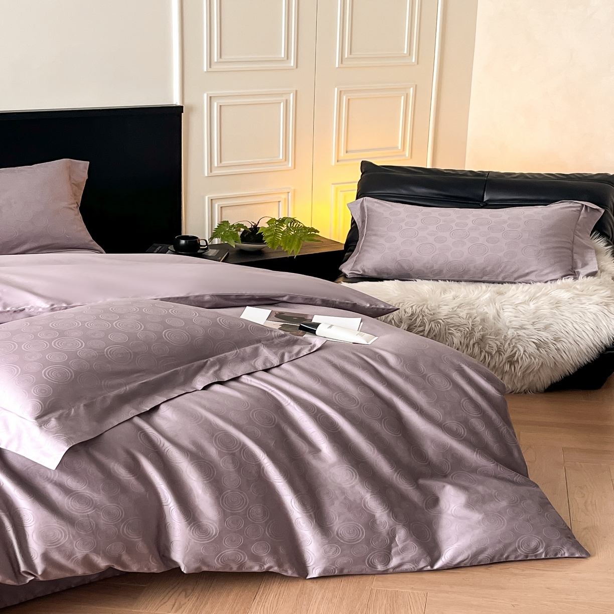 91家纺网 家纺一手货源 找家纺 群鹿家访 25年新款长绒棉简约款四件套 壹朵甜