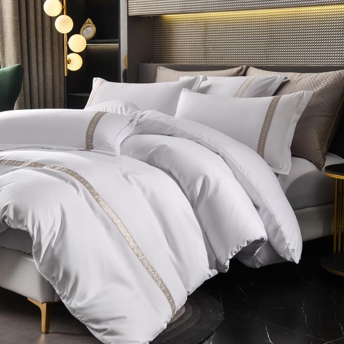 91家纺网 家纺一手货源 找家纺 （总）啊雅家居 2026新款加厚磨毛织带绑带款民宿四件套