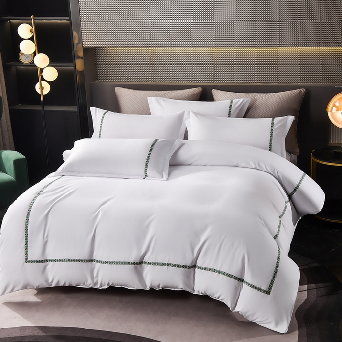 啊雅家居 2026新款加厚磨毛织带绑带款民宿四件套 小织带绑带款