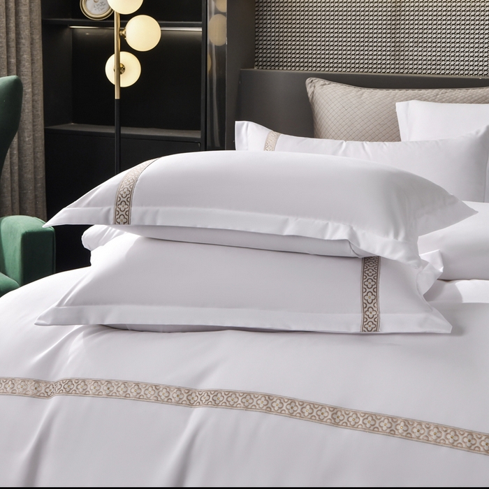 91家纺网 家纺一手货源 找家纺 啊雅家居 2026新款加厚磨毛织带绑带款民宿四件套 宽织带绑带款