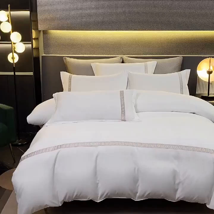 91家纺网 家纺一手货源 找家纺 （总）啊雅家居 2026新款加厚磨毛织带绑带款民宿四件套