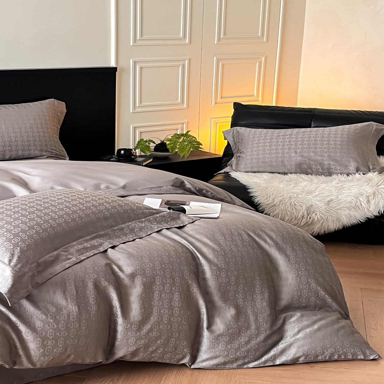 91家纺网 家纺一手货源 找家纺 群鹿家访 25年新款长绒棉简约款四件套 艺海观澜