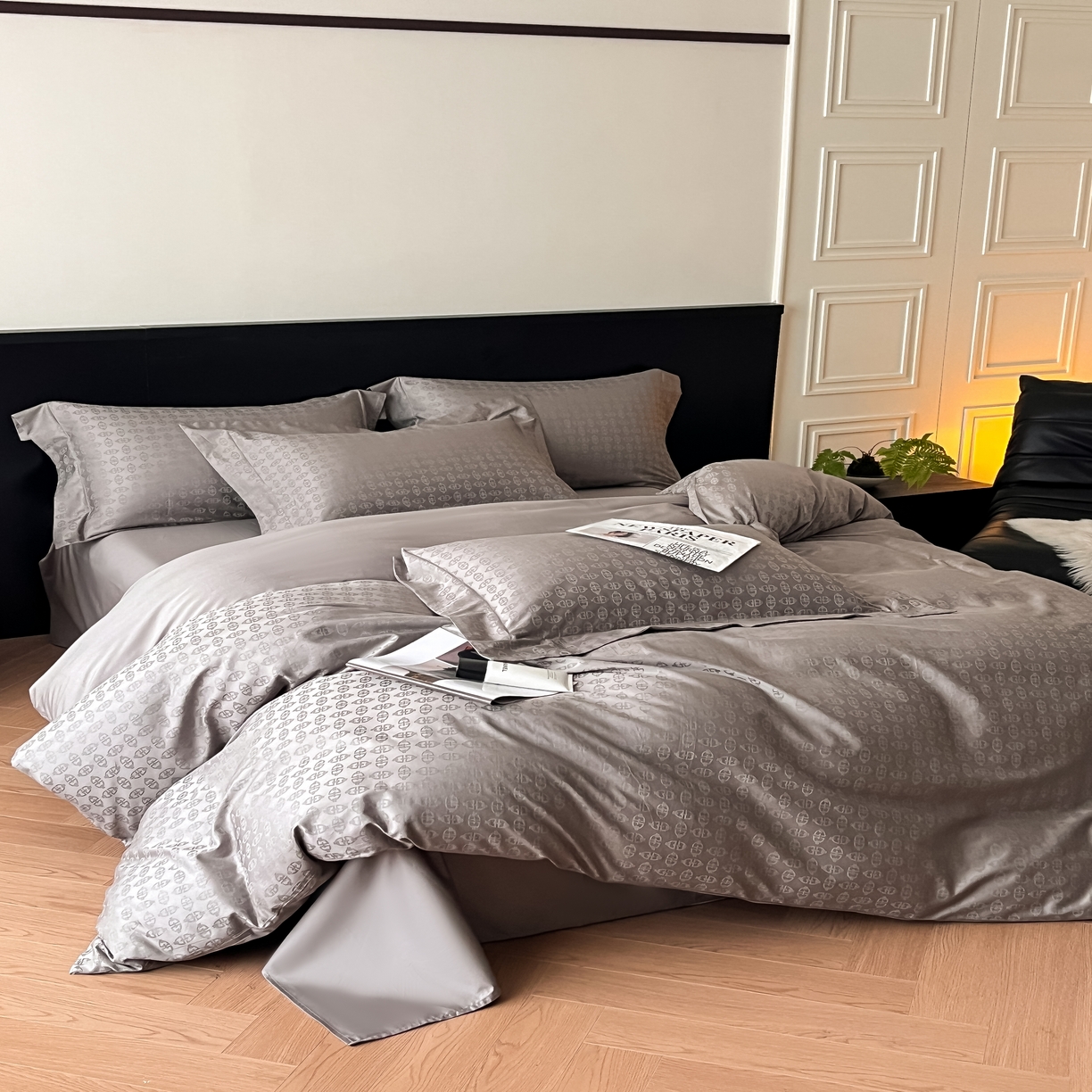 91家纺网 家纺一手货源 找家纺 群鹿家访 25年新款长绒棉简约款四件套 艺海观澜