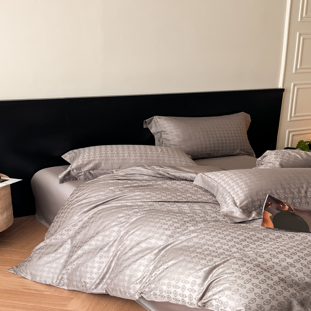 91家纺网 家纺一手货源 找家纺 群鹿家访 25年新款长绒棉简约款四件套 艺海观澜