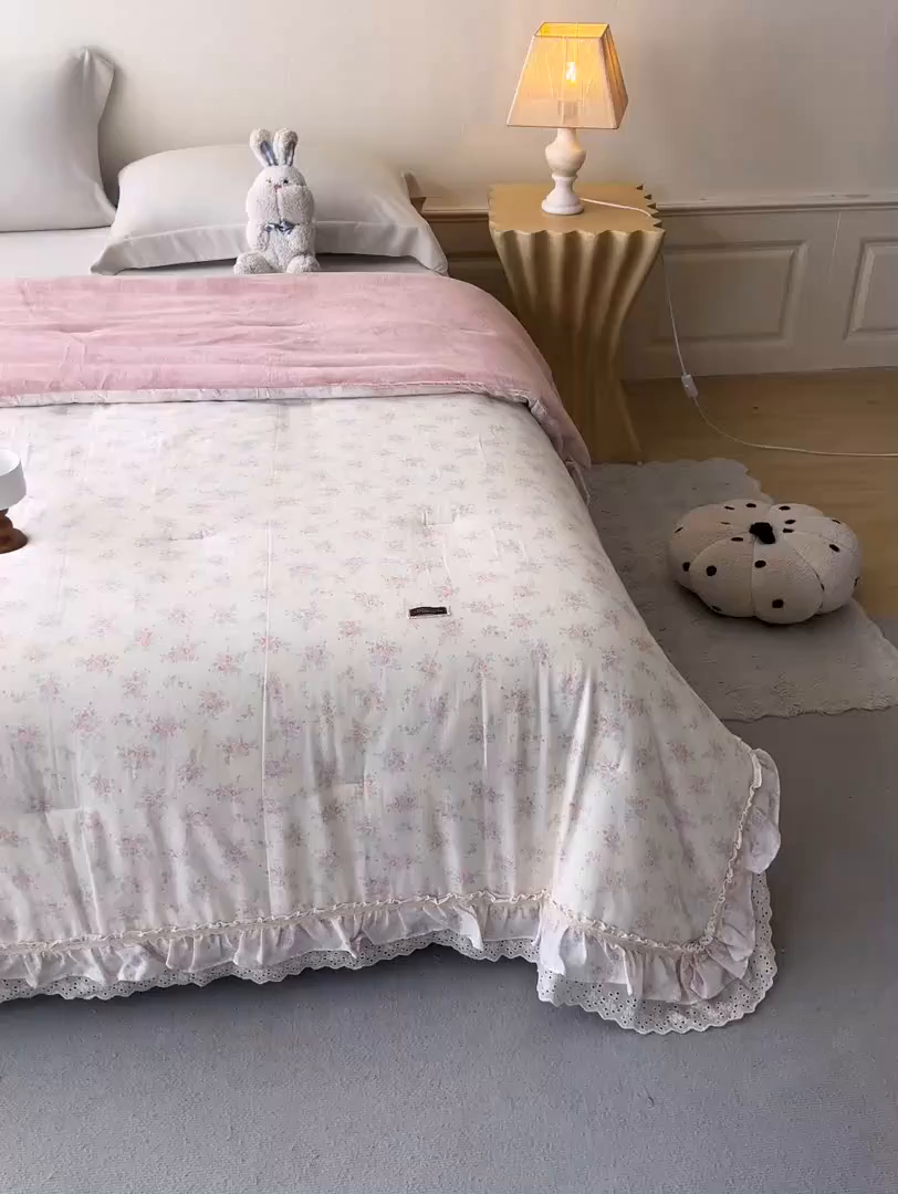 91家纺网 家纺一手货源 找家纺 优希家纺 2025新款秘境花园春秋被被子被芯 花栖梦