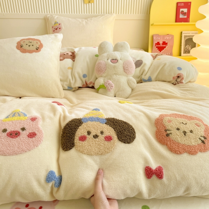 （总）寐居家纺 2025新款牛奶绒大版毛巾绣床单款四件套