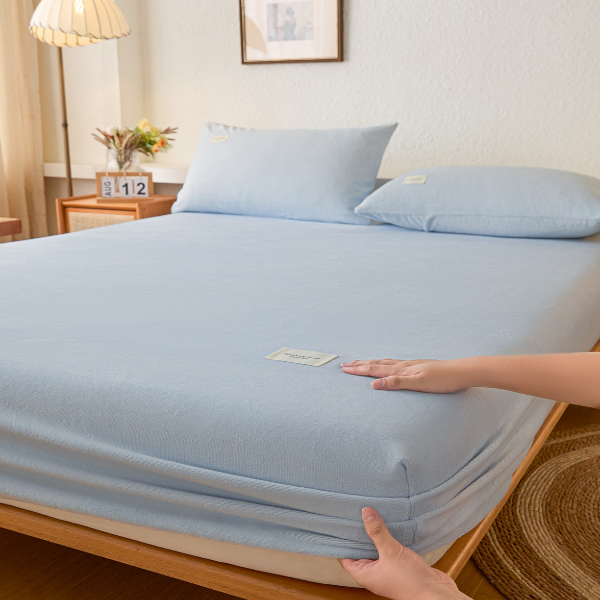 衿成家纺 2025新款牛奶绒单床笠床笠单件系列 淡蓝