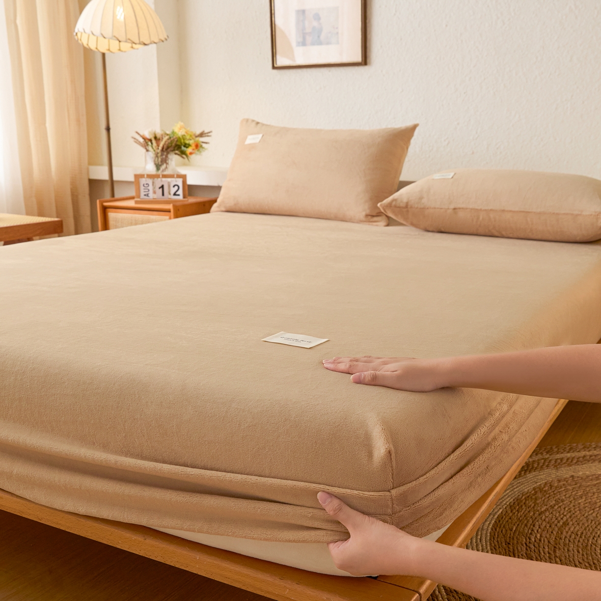 衿成家纺 2025新款牛奶绒单床笠床笠单件系列 卡其