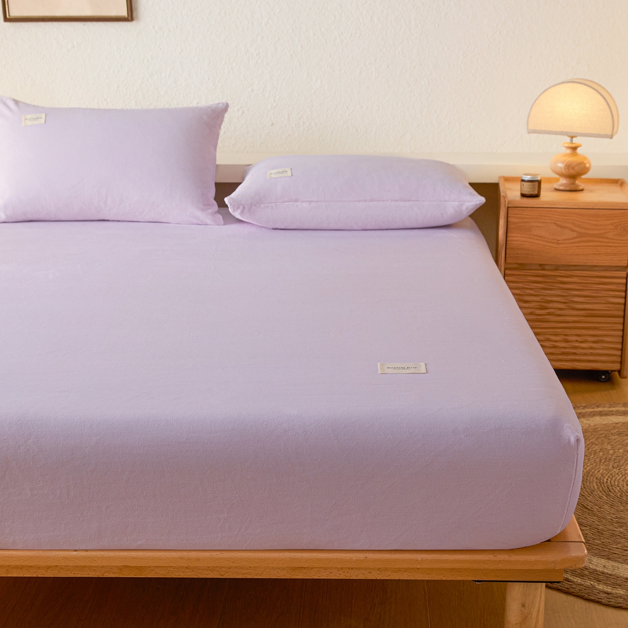 91家纺网 家纺一手货源 找家纺 衿成家纺 2025新款牛奶绒单床笠床笠单件系列 浅紫