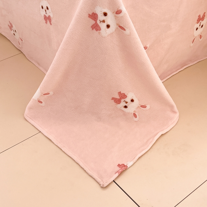 91家纺网 家纺一手货源 找家纺 寐居家纺 2025新款牛奶绒大版毛巾绣床单款四件套 好运兔