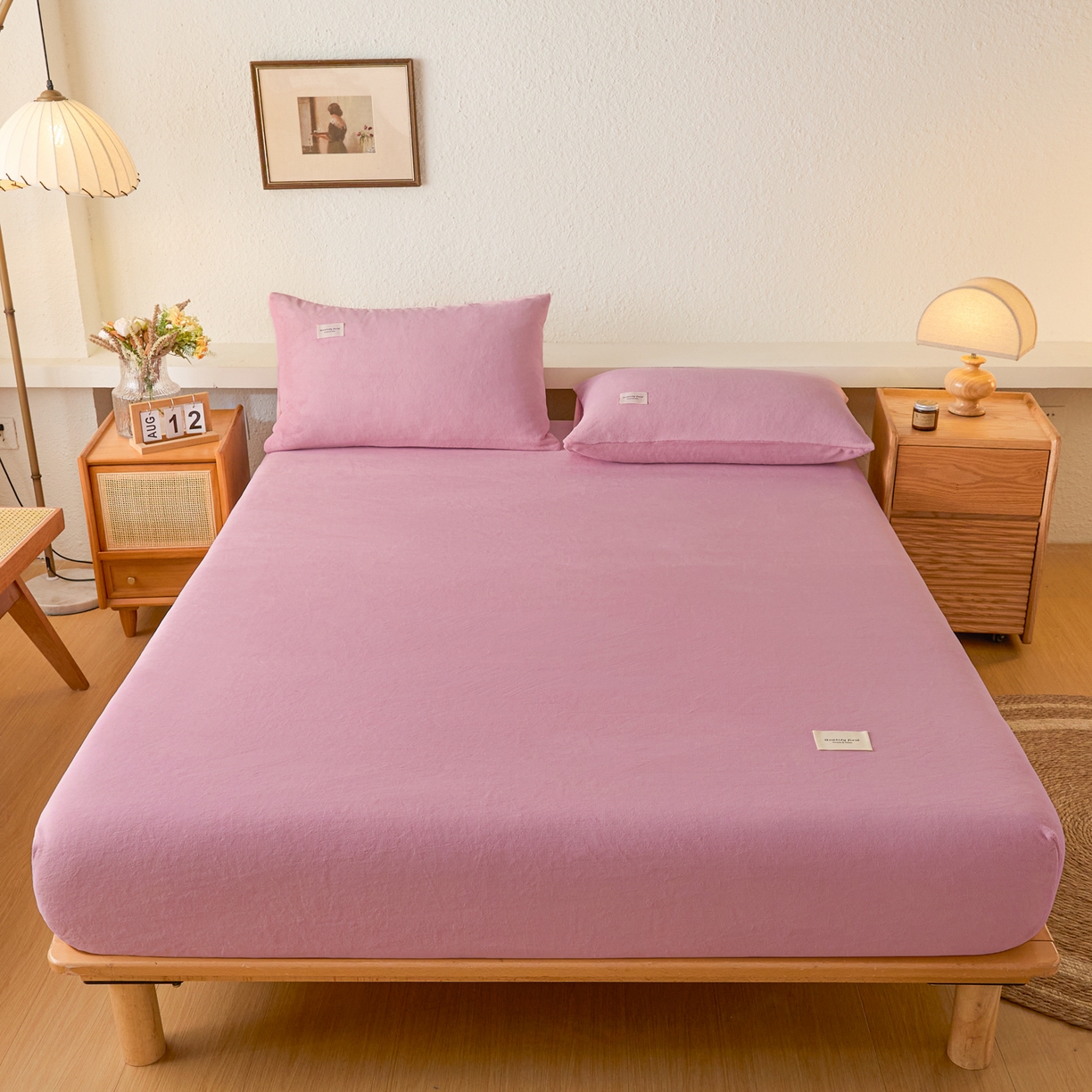 91家纺网 家纺一手货源 找家纺 衿成家纺 2025新款牛奶绒单床笠床笠单件系列 豆沙奶昔