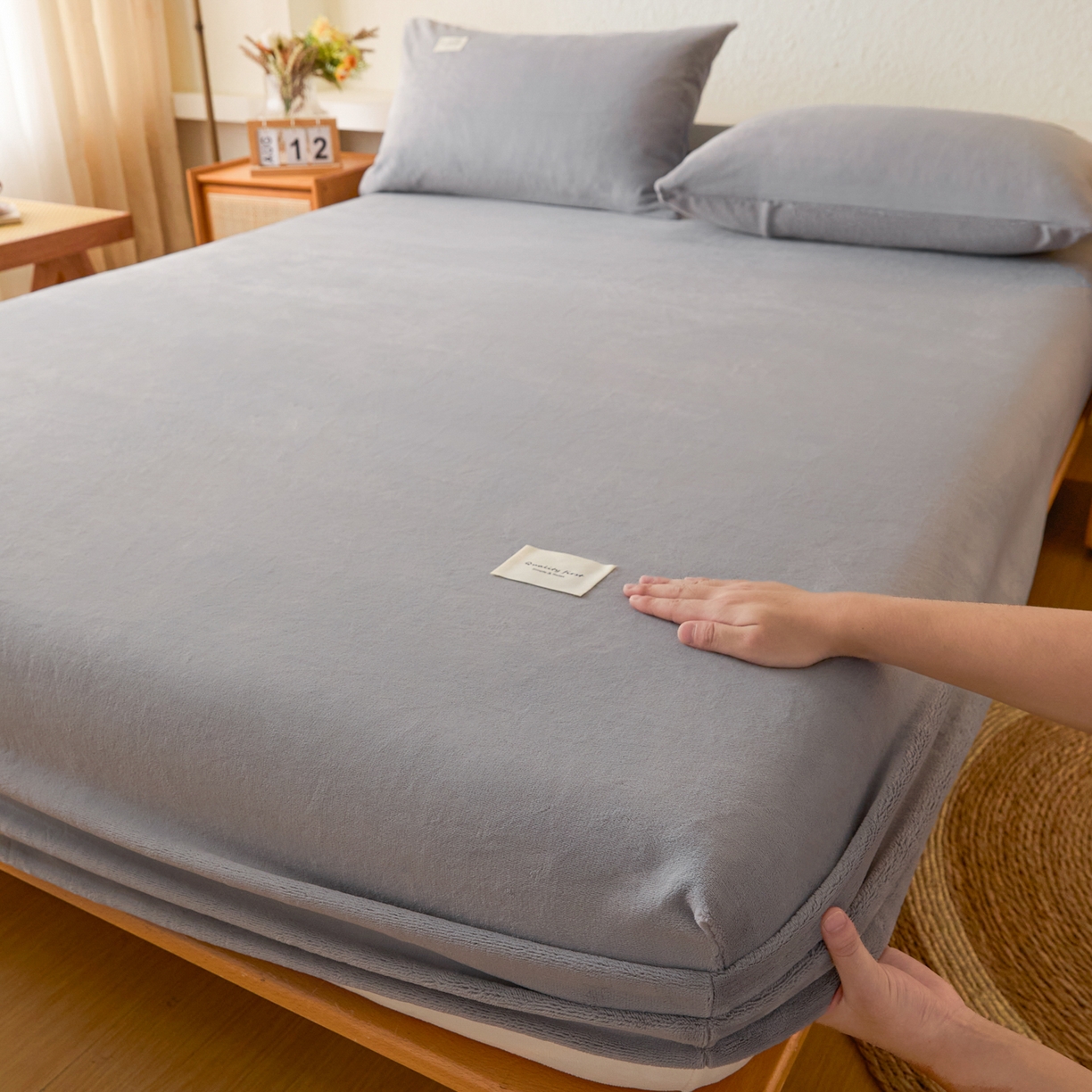 衿成家纺 2025新款牛奶绒单床笠床笠单件系列 浅灰