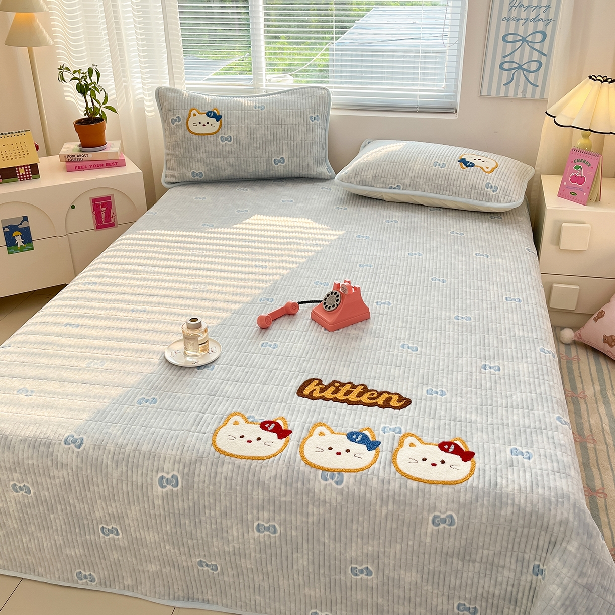 91家纺网 家纺一手货源 找家纺 寐居家纺 2025新款A类牛奶绒床盖款四件套 豹纹kt喵