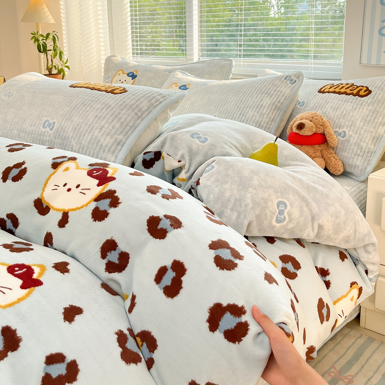 （总）寐居家纺 2025新款A类牛奶绒床盖款四件套