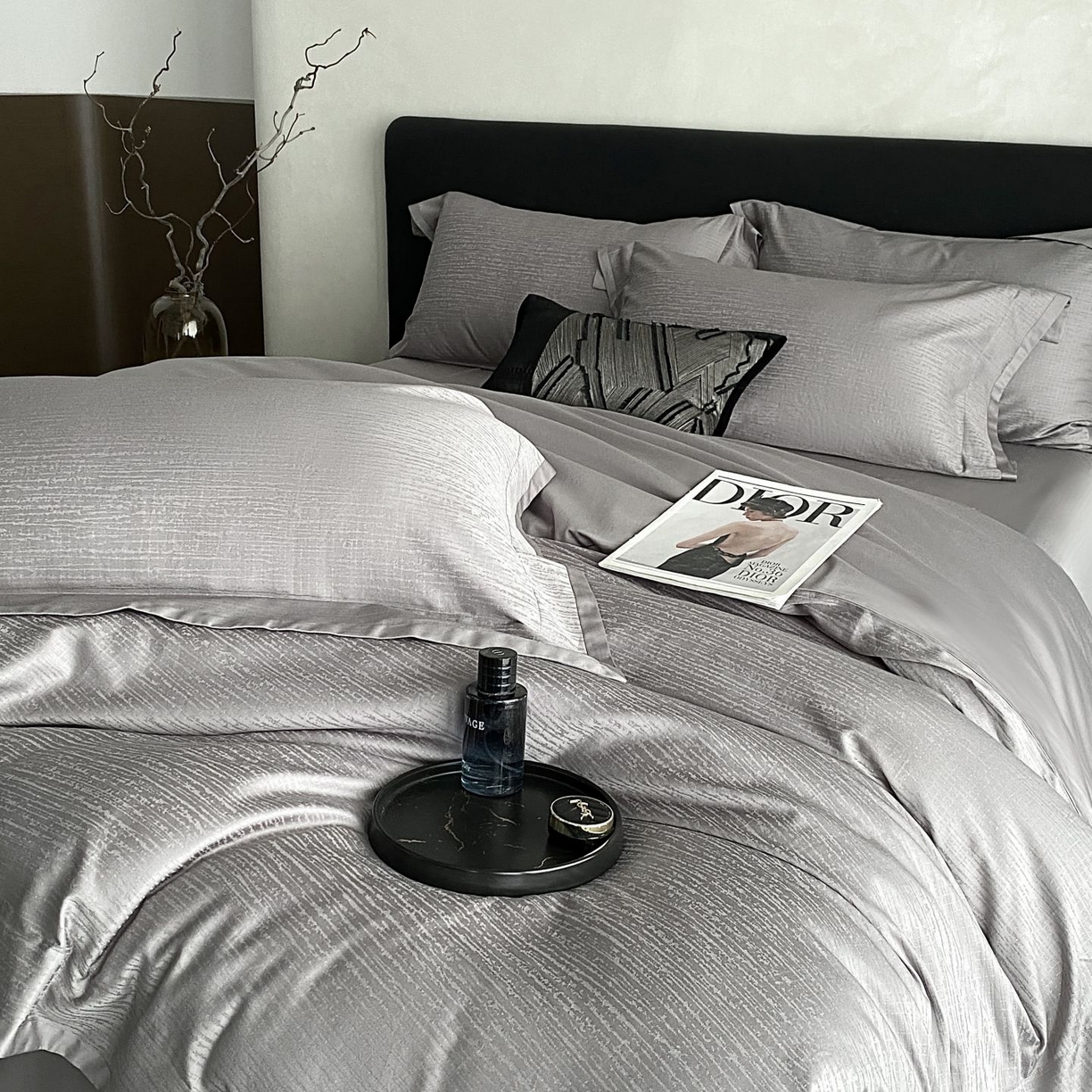 91家纺网 家纺一手货源 找家纺 （总）时亿家居 2025新款100支染色长绒棉提花四件套