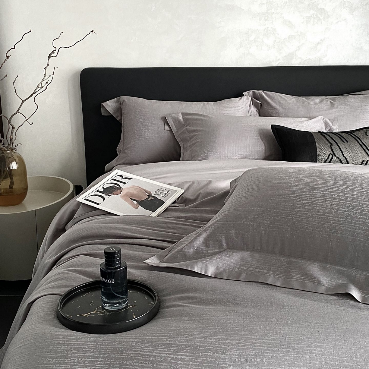 91家纺网 家纺一手货源 找家纺 （总）时亿家居 2025新款100支染色长绒棉提花四件套