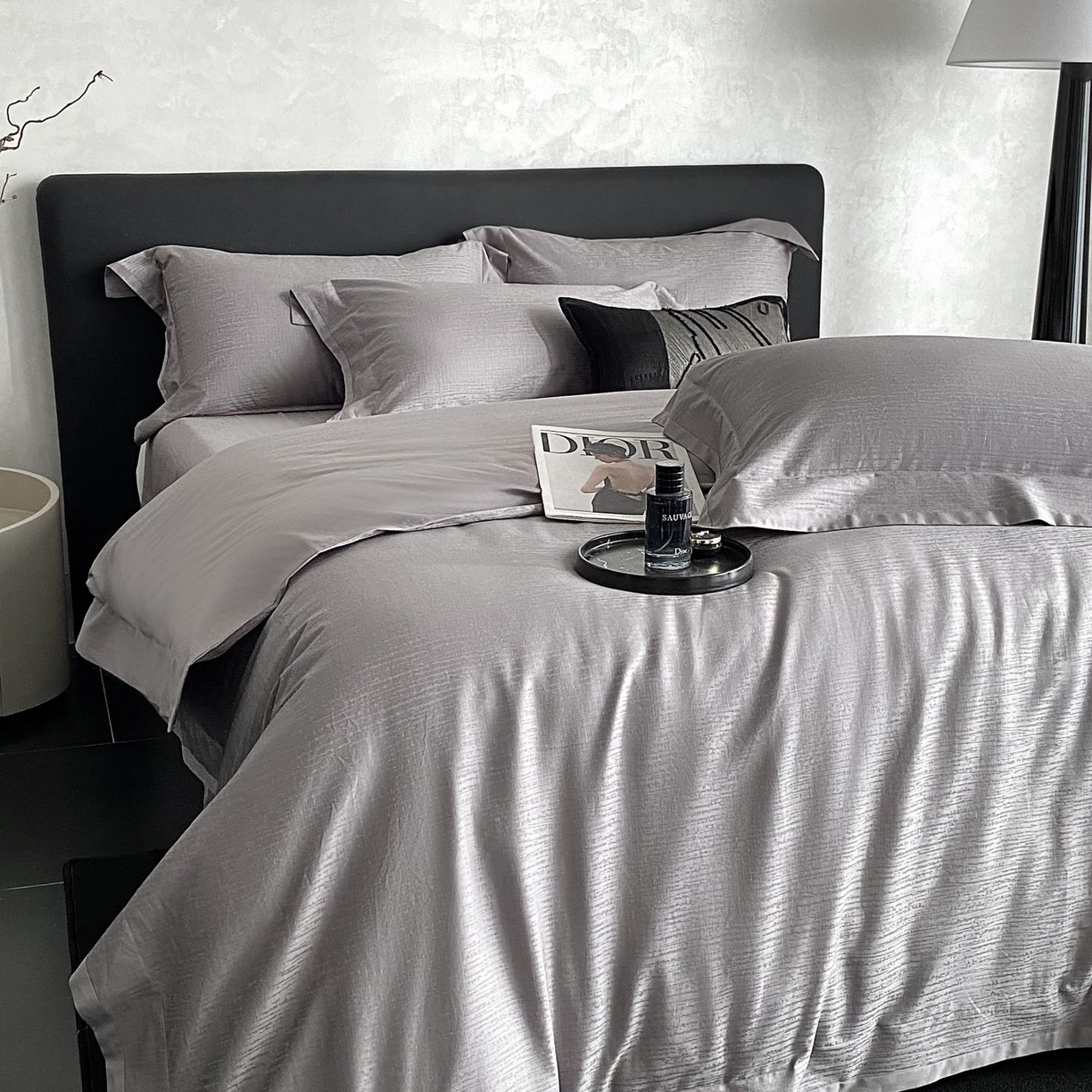 91家纺网 家纺一手货源 找家纺 时亿家居 2025新款100支染色长绒棉提花四件套 巴洛克