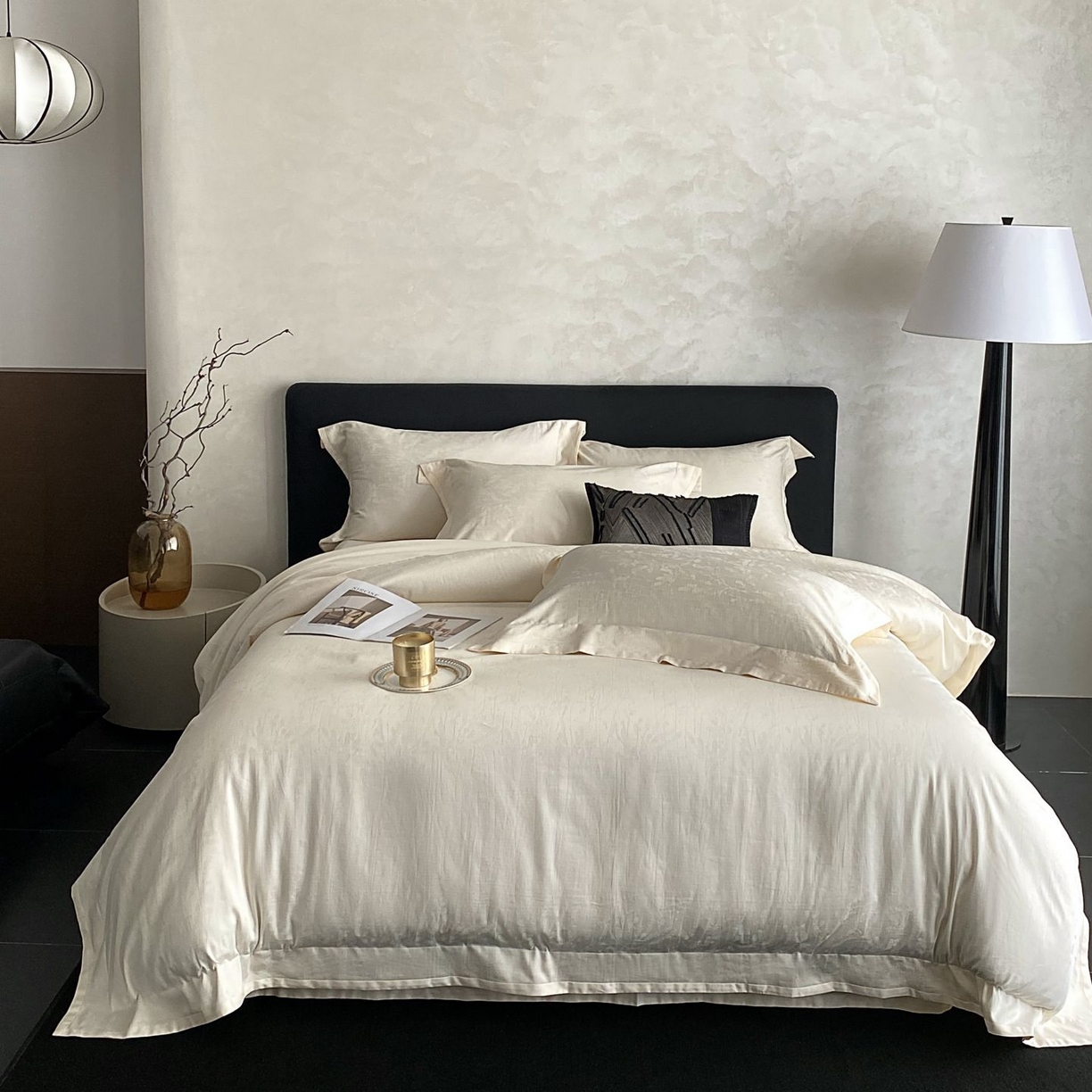 91家纺网 家纺一手货源 找家纺 （总）时亿家居 2025新款100支染色长绒棉提花四件套