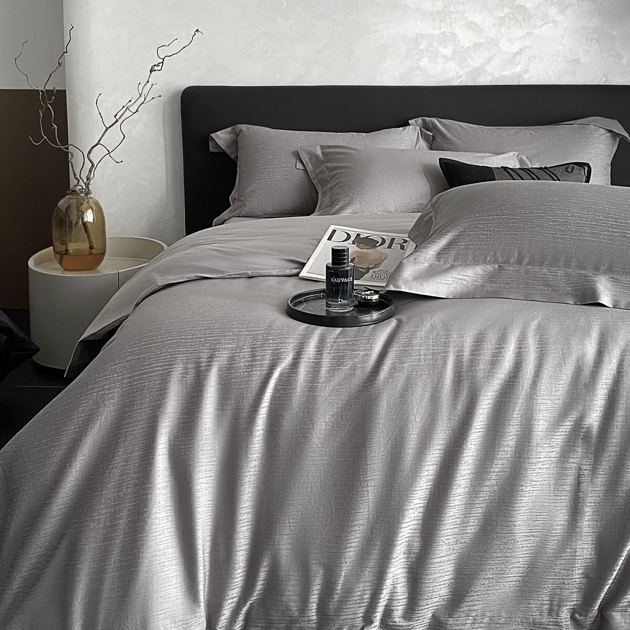 91家纺网 家纺一手货源 找家纺 （总）时亿家居 2025新款100支染色长绒棉提花四件套