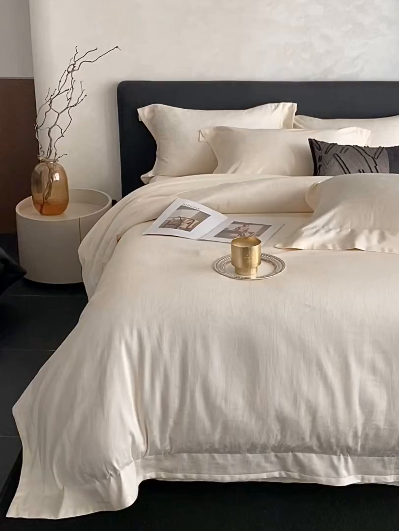 91家纺网 家纺一手货源 找家纺 时亿家居 2025新款100支染色长绒棉提花四件套 繁花