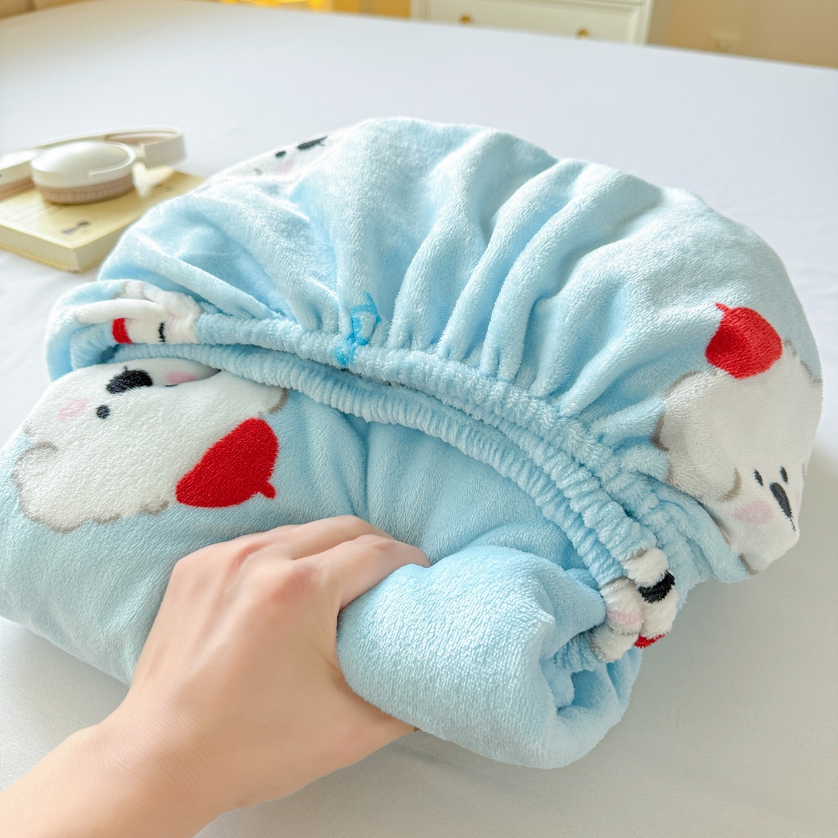 91家纺网 家纺一手货源 找家纺 名兮家居 2025新款高克重印花牛奶绒单床笠床笠单件 小红帽