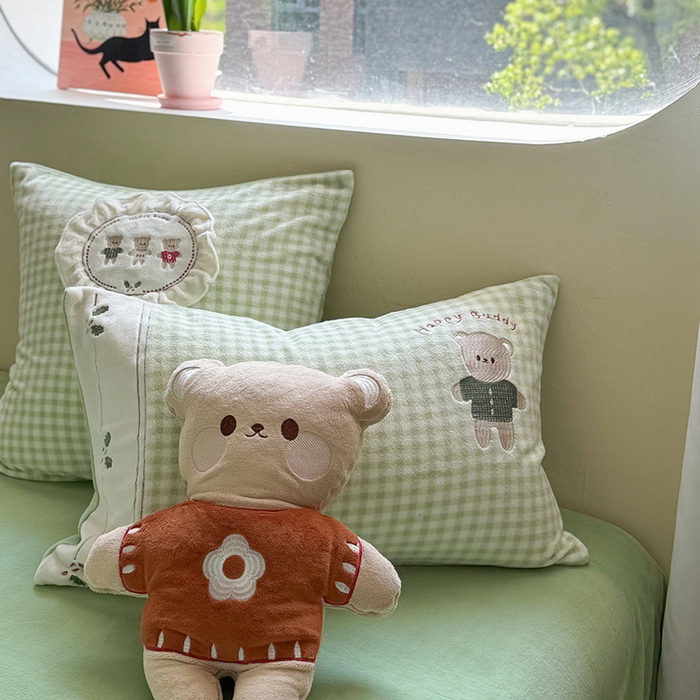 91家纺网 家纺一手货源 找家纺 慕晨 2025新款高克重牛奶绒卡通绣花可爱加厚牛奶绒四件套小清新小红书风直播-本本熊 本本熊-绿