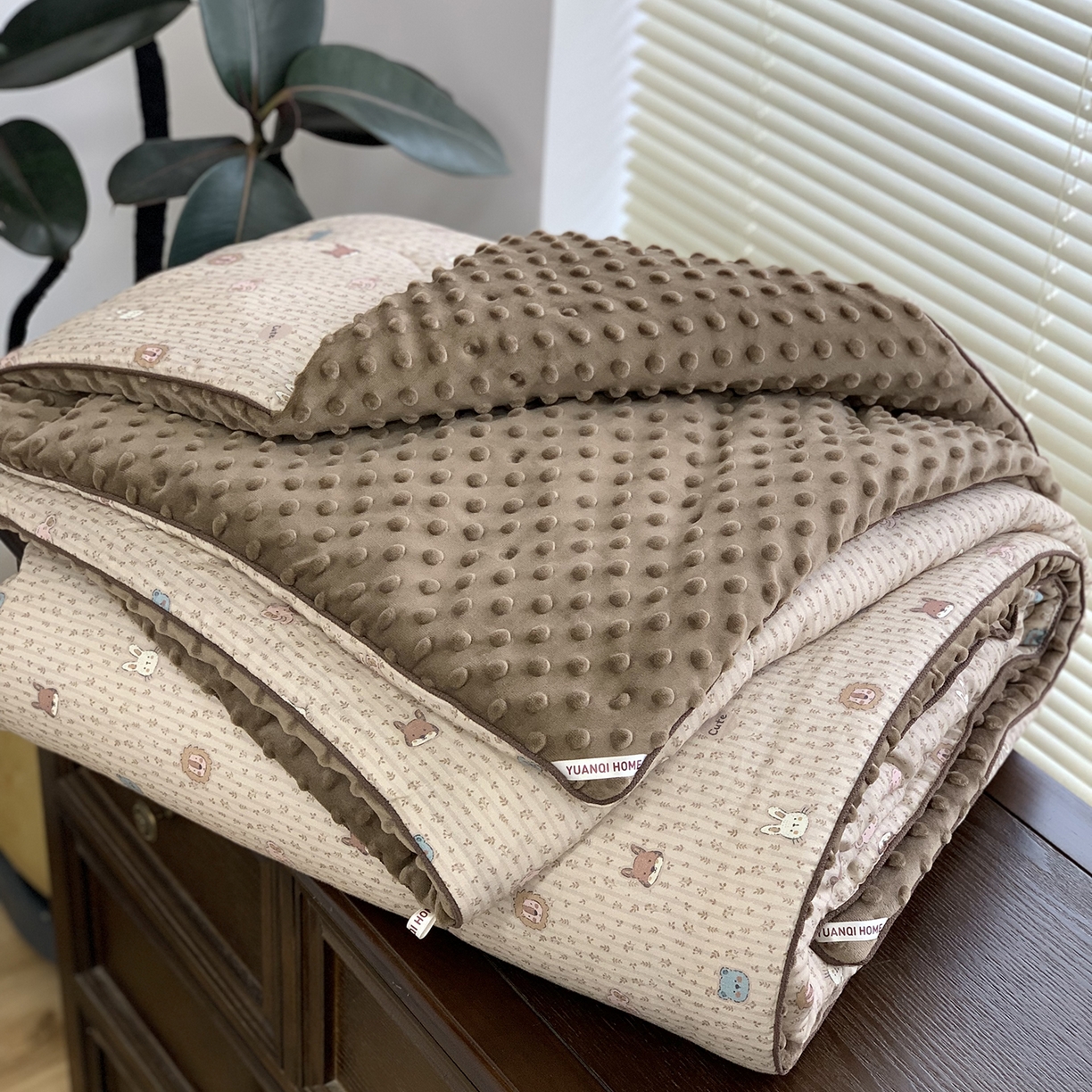 91家纺网 家纺一手货源 找家纺 源启生活 2025新款全棉双层纱豆豆被被子被芯 星月童话