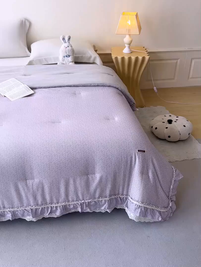 91家纺网 家纺一手货源 找家纺 优希家纺 2025新款秘境花园春秋被被子被芯 紫柔眠
